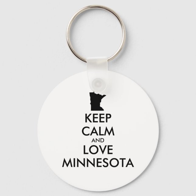 Customisable KEEP CALM and LOVE MINNESOTA Key Ring (Front)
