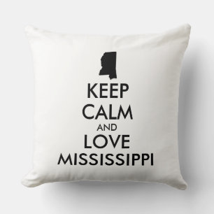 Customisable KEEP CALM and LOVE MISSISSIPPI Cushion