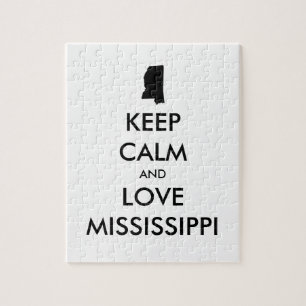 Customisable KEEP CALM and LOVE MISSISSIPPI Jigsaw Puzzle