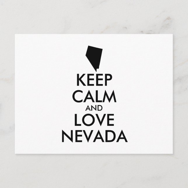 Customisable KEEP CALM and LOVE NEVADA Postcard (Front)