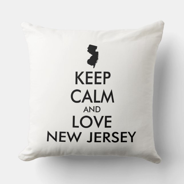 Customisable KEEP CALM and LOVE NEW JERSEY Cushion (Front)
