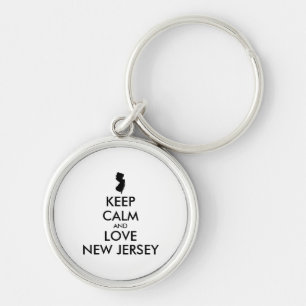 Customisable KEEP CALM and LOVE NEW JERSEY Key Ring