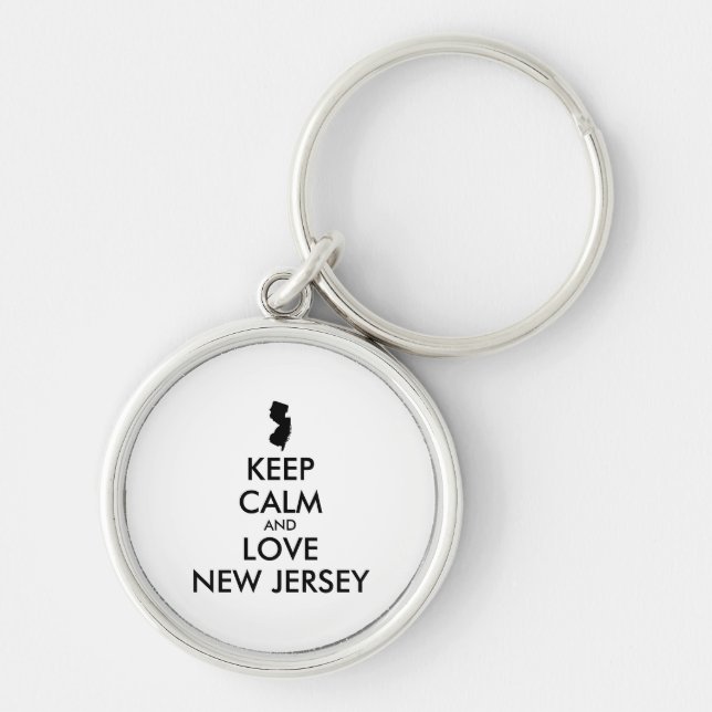 Customisable KEEP CALM and LOVE NEW JERSEY Key Ring (Front)