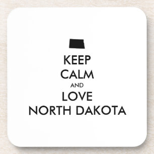 Customisable KEEP CALM and LOVE NORTH DAKOTA Coaster