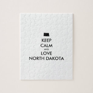 Customisable KEEP CALM and LOVE NORTH DAKOTA Jigsaw Puzzle