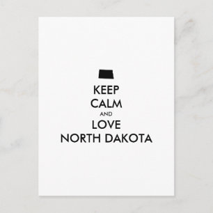 Customisable KEEP CALM and LOVE NORTH DAKOTA Postcard