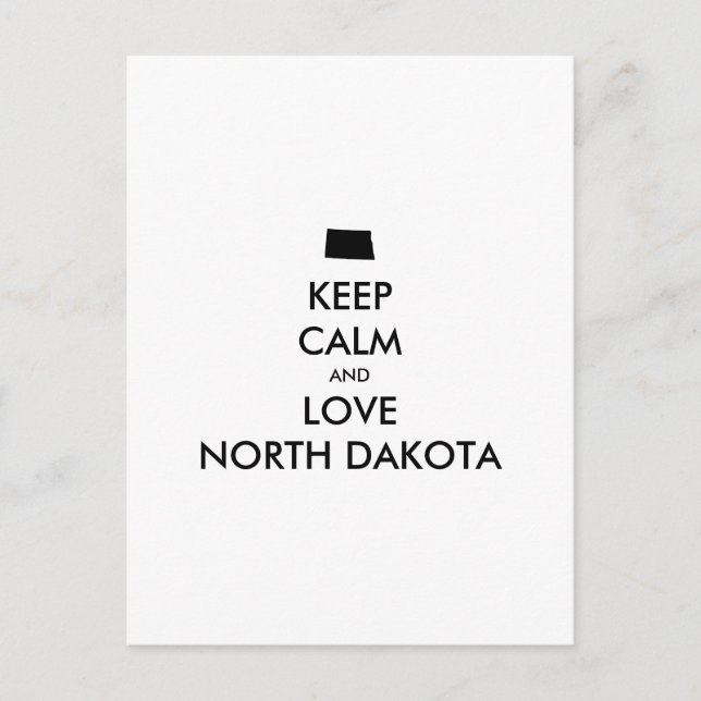 Customisable KEEP CALM and LOVE NORTH DAKOTA Postcard (Front)