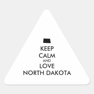 Customisable KEEP CALM and LOVE NORTH DAKOTA Triangle Sticker