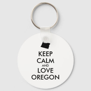 Customisable KEEP CALM and LOVE OREGON Key Ring