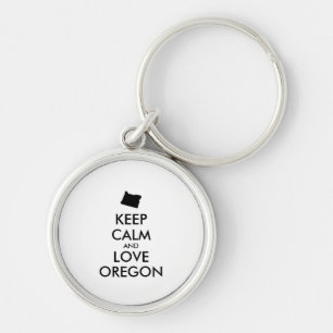 Customisable KEEP CALM and LOVE OREGON Key Ring