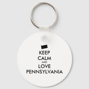 Customisable KEEP CALM and LOVE PENNSYLVANIA Key Ring