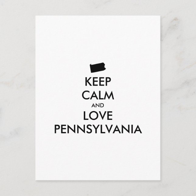 Customisable KEEP CALM and LOVE PENNSYLVANIA Postcard (Front)