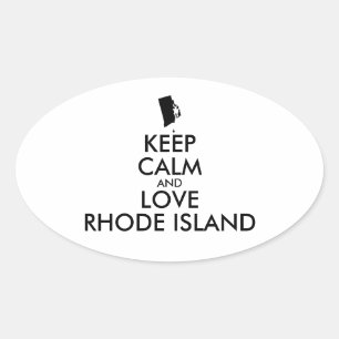 Customisable KEEP CALM and LOVE RHODE ISLAND Oval Sticker