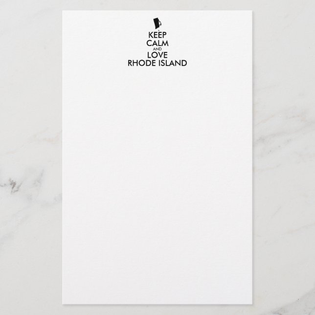 Customisable KEEP CALM and LOVE RHODE ISLAND Stationery (Front)