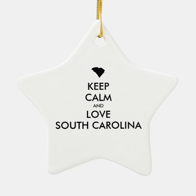 Customisable KEEP CALM and LOVE SOUTH CAROLINA Ceramic Tree Decoration (Back)