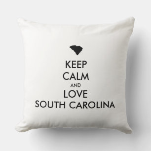Customisable KEEP CALM and LOVE SOUTH CAROLINA Cushion