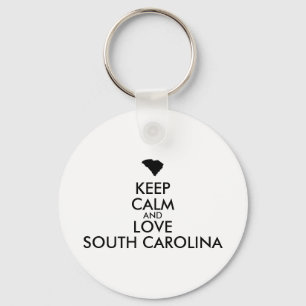 Customisable KEEP CALM and LOVE SOUTH CAROLINA Key Ring