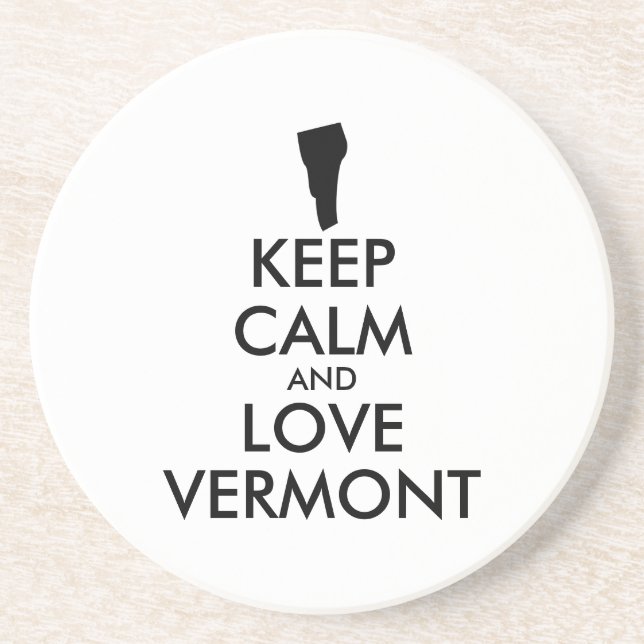 Customisable KEEP CALM and LOVE VERMONT Coaster (Front)
