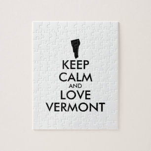Customisable KEEP CALM and LOVE VERMONT Jigsaw Puzzle