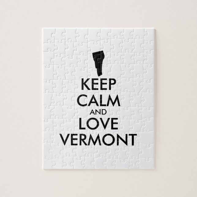 Customisable KEEP CALM and LOVE VERMONT Jigsaw Puzzle (Vertical)