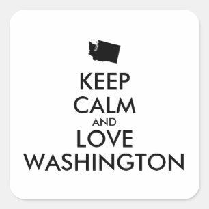 Customisable KEEP CALM and LOVE WASHINGTON Square Sticker