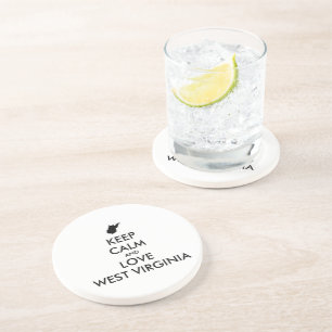 Customisable KEEP CALM and LOVE WEST VIRGINIA Coaster