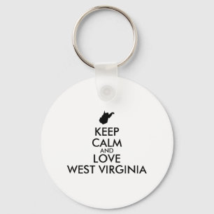 Customisable KEEP CALM and LOVE WEST VIRGINIA Key Ring