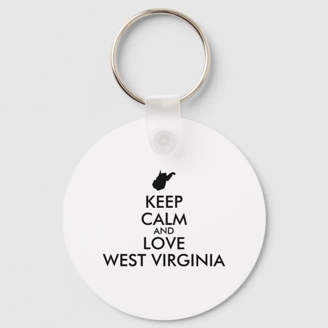 Customisable KEEP CALM and LOVE WEST VIRGINIA Key Ring (Front)