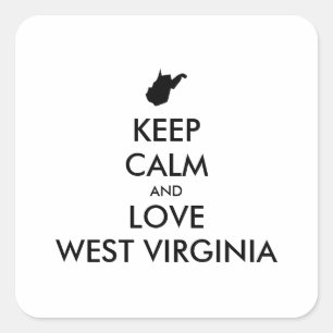 Customisable KEEP CALM and LOVE WEST VIRGINIA Squa Square Sticker