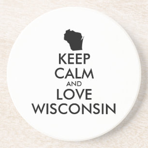 Customisable KEEP CALM and LOVE WISCONSIN Coaster