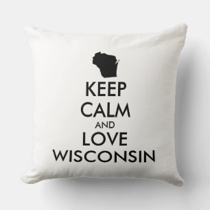 Customisable KEEP CALM and LOVE WISCONSIN Cushion
