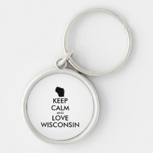 Customisable KEEP CALM and LOVE WISCONSIN Key Ring
