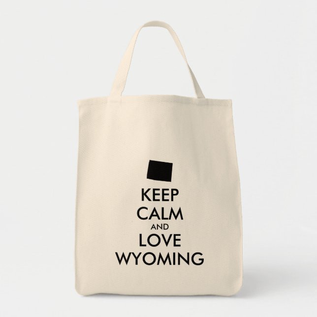 Customisable KEEP CALM and LOVE WYOMING Tote Bag (Front)