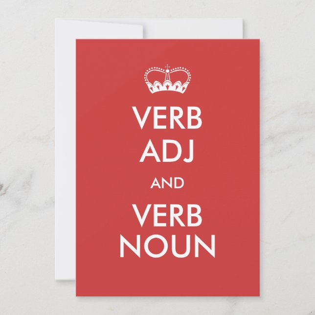 Customisable Keep Calm Invitation Style Cards (Front)