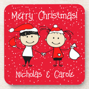 Customisable Kids and Adult Couples Christmas Coaster