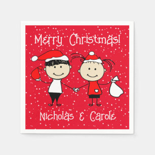 Customisable Kids and Adult Couples Christmas Napkin