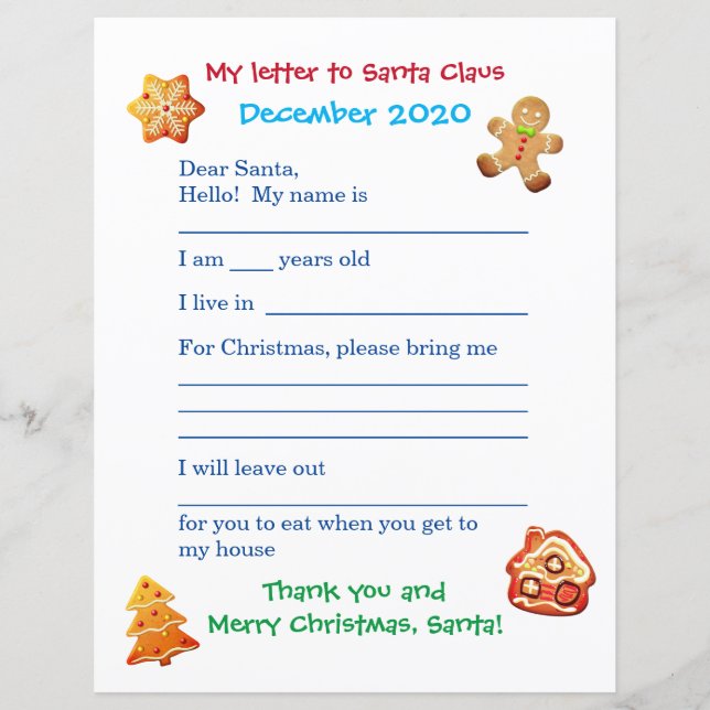 Customisable kid's letter to Santa (Front)
