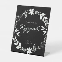 Customisable Kippah Wedding Sign, White & Black Pe