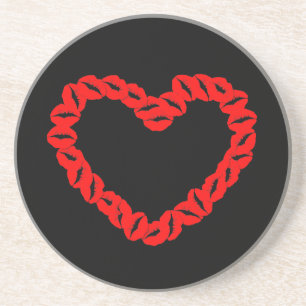 Customisable Kissy Lips Heart Coaster