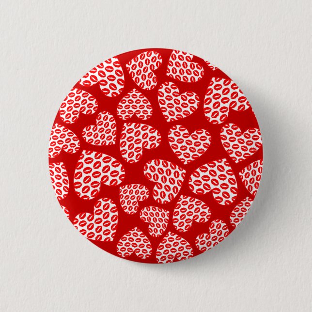 Customisable Kissy Lips Hearts 6 Cm Round Badge (Front)