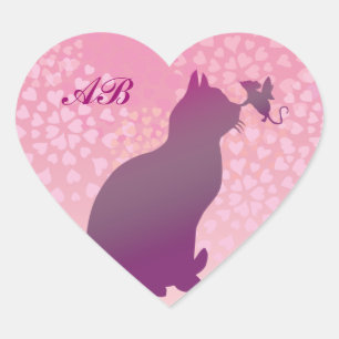Customisable: Kitty and fairy mouse Heart Sticker