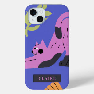 Customisable Kitty Cat & Matisse Leaves  iPhone 15 Mini Case