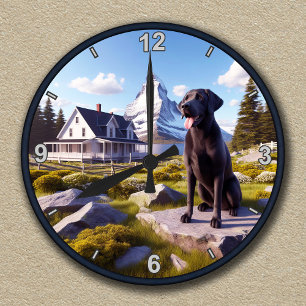 Customisable Labrador Retriever Landscape Scene Round Clock