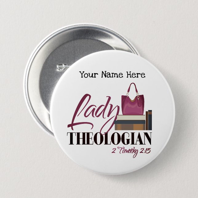 Customisable "Lady Theologian" Round Button (Front & Back)