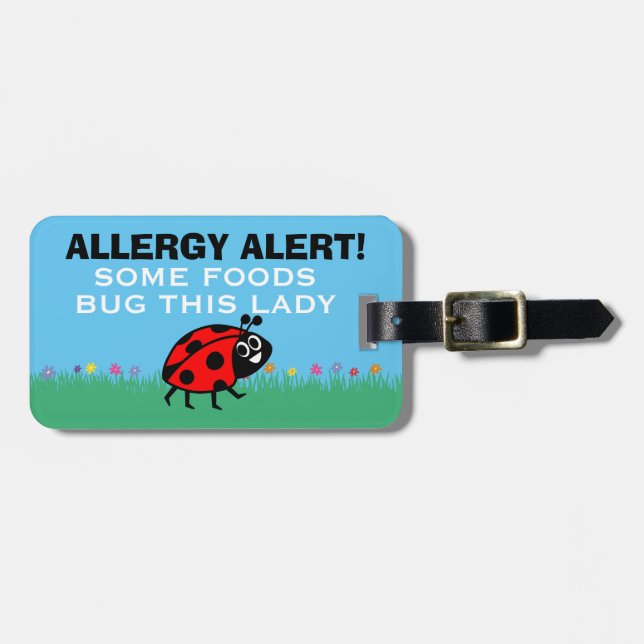 Customisable Ladybug Food Allergy Medical Alert Luggage Tag (Front Horizontal)