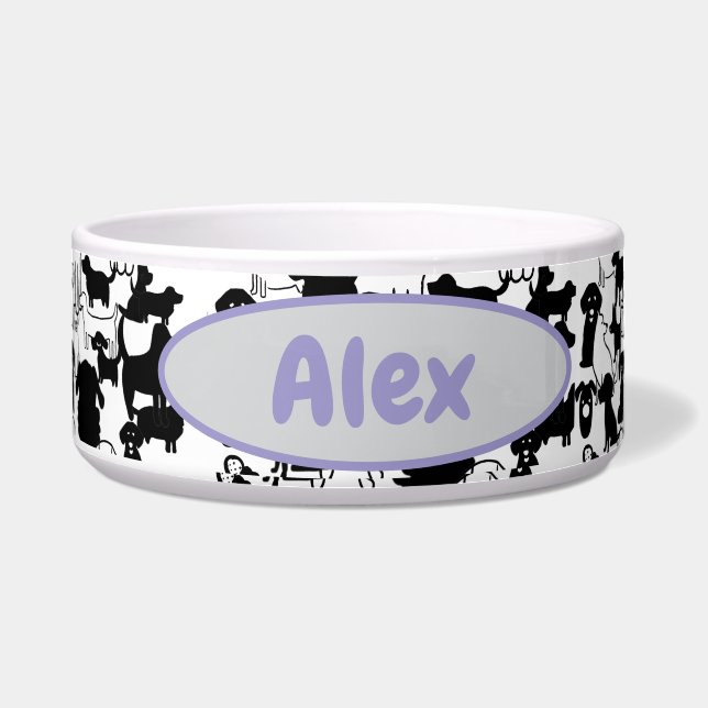  Customisable Large Ceramic Dog Bowl with Name (Front)