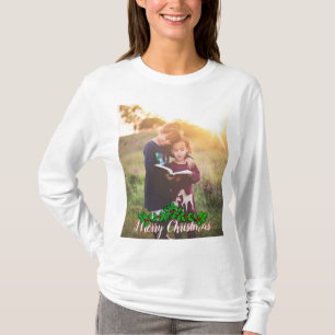 Customisable Large Photo And Text Merry Christmas T-Shirt