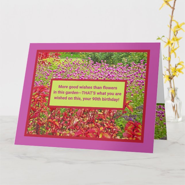 customisable Large Size Happy 90th Birthday/floral Card (Yellow Flower)