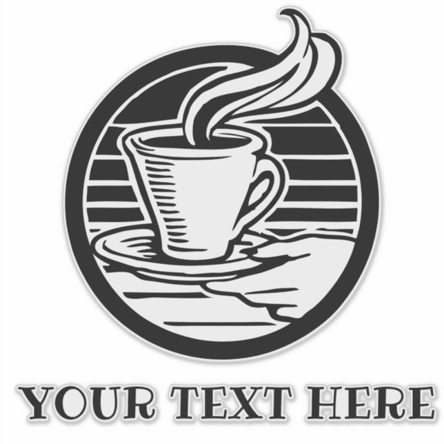 Customisable Large transparent Coffee Logo sticker (Front)