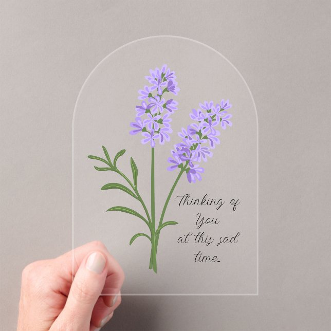 Customisable Lavender Sympathy Card Acrylic Invitations (Insitu (Handheld))